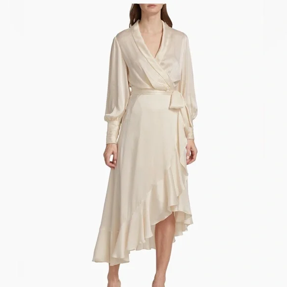 white christmas dresses STARLET IVORY LACE WRAP DRESS – BlackCakeClothing